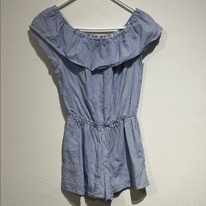 Abercrombie Kids Blue Striped Off-Shoulder Cotton Romper